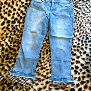 Gingham Ruffle Trim Jeans